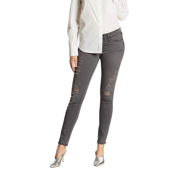 Frame Grey Le Skinny de Jeanne Distressed Jeans - Picture 1 of 5